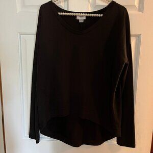 Old Navy Ladies Black Wide Neck Drop Shoulder Hi-Lo Casual Top Size M